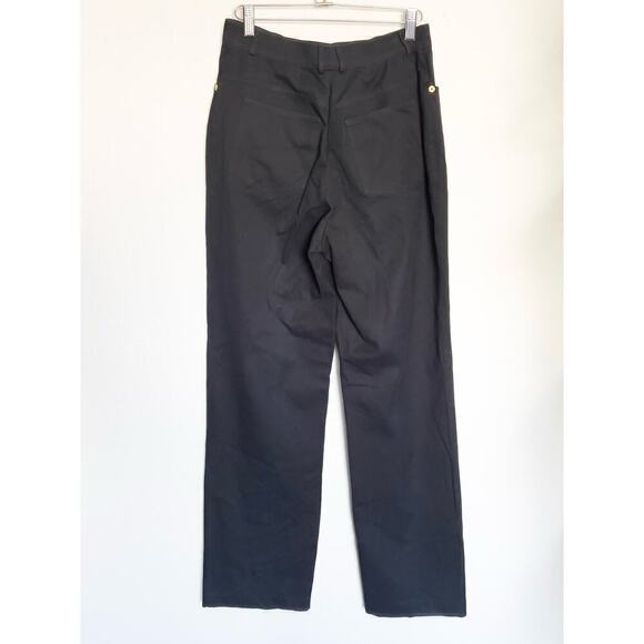 St John Sport Pants Stretch Chino High Rise Black Gold 6 Basic Office Staple - Picture 5 of 6